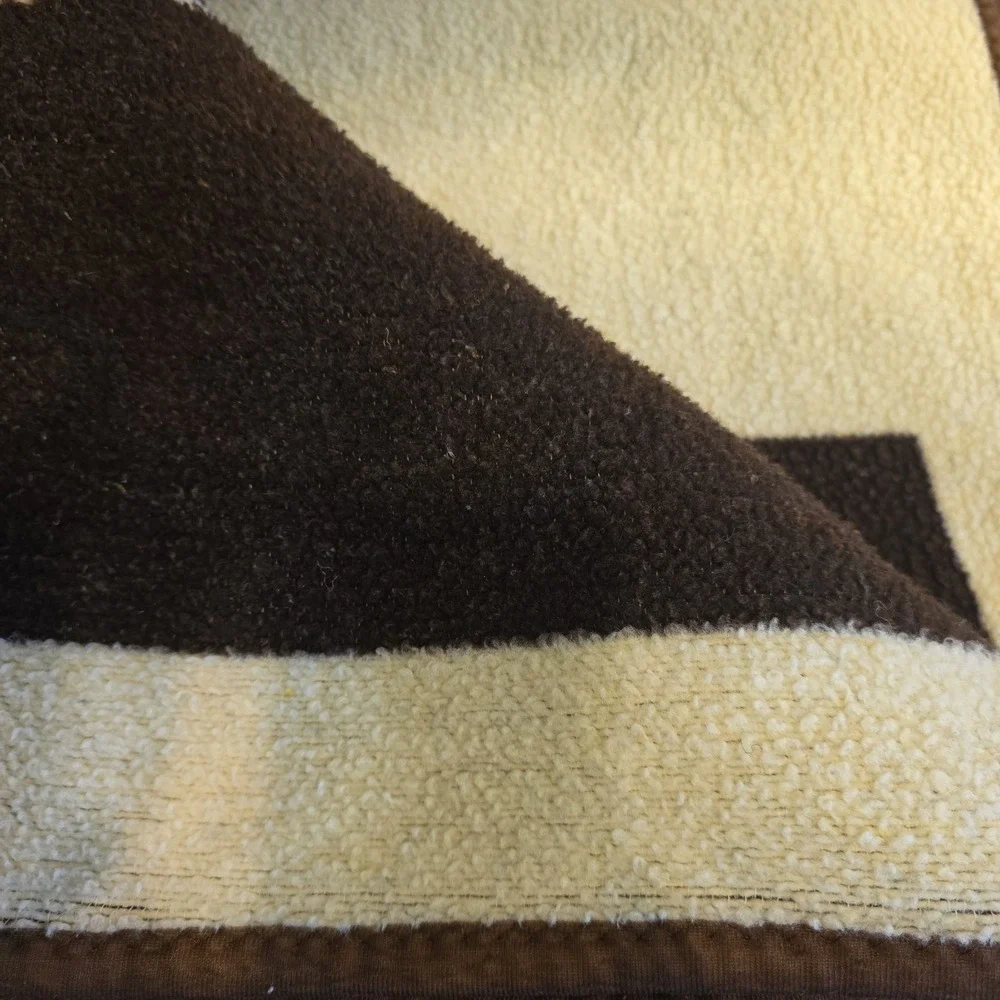 Vintage 1980s San Marcos Reversible Large Blanket Lion Brown Soft Warm